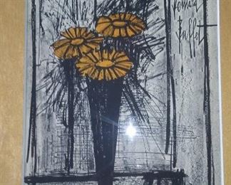 REAL 1960's Bernard Buffet lithograph nice frame an matte $120