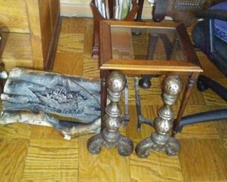 Antique Pair   Fireplace  hammered Andiron $100