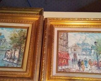 French Oil Paintings Pair  $175