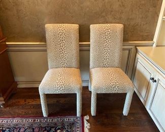 Two Upholstered Parsons Chairs