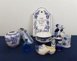 Handpainted Porcelain Blue Lot with Salt and Pepper Shakers https://ctbids.com/#!/description/share/365843