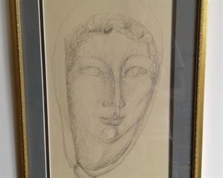 Framed Margaret Moll "Frauenkopf (Head of a Woman)" pen & ink, 12" w x 18" h - $50
***Please note:  California sales tax will be charged on all purchases unless you have a valid California resale certificate on file with us.***
