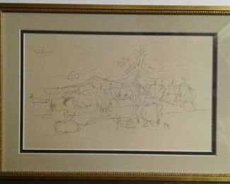 Framed Hans Jaenisch "Kuhweide (Cow Pasture)" pencil drawing, 16.5" w x 12" h - $35
***Please note:  California sales tax will be charged on all purchases unless you have a valid California resale certificate on file with us.***
