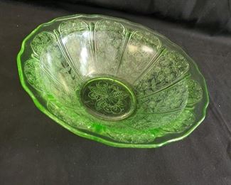 Jeanette Glass Green Cherry Blossom Depression Glass round bowl - $15
***Please note:  California sales tax will be charged on all purchases unless you have a valid California resale certificate on file with us.***

