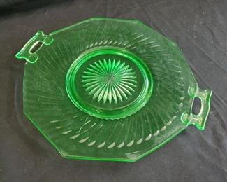 Art Deco Green Depression Glass serving tray - $20
***Please note:  California sales tax will be charged on all purchases unless you have a valid California resale certificate on file with us.***
