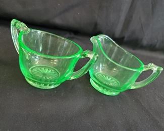 Green Depression Glass sugar & creamer - $15
***Please note:  California sales tax will be charged on all purchases unless you have a valid California resale certificate on file with us.***
