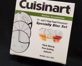 Cuisinart DLC-893 specialty disk set NIB - $30
***Please note:  California sales tax will be charged on all purchases unless you have a valid California resale certificate on file with us.***
