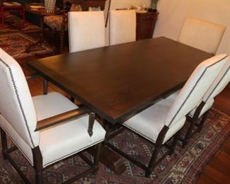 Custom Made Trestle Dining Table Only, 29" H x 34" W x 74" L Walnut Base w/ solid Pine Top made in Massachusetts New Price $950. . ***Please note: California sales tax will be charged on all purchases unless you have a valid California resale certificate on file with us.*** 