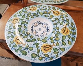 Hand Painted Italian Bowl / Wall Plaque 19 1/2" Diameter x 2 1/2" Deep - $225.  ***Please note:  California sales tax will be charged on all purchases unless you have a valid California resale certificate on file with us.***