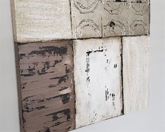 white/black/cream distressed wall decor $60