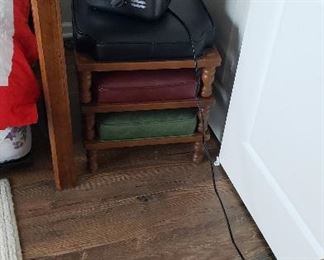 Ethan Allen "classic" wooden/leather foot stool in red only  $25