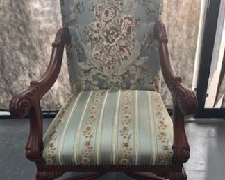 Walnut and fabric chair