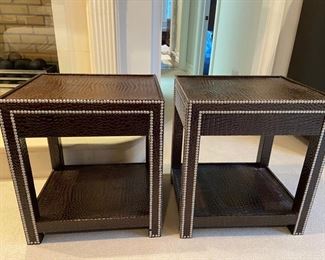 Pair Faux Alligator occasional tables in style of Dransfield & Ross – 24” h x 18”d x 22”w $300 pair
