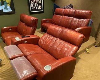 Cinematech Leather Home Theater seating by W. Schillig; motorized, fully operational
Triple - 80” long
One piece with double chairs & shared arm- 102” long $3500 all