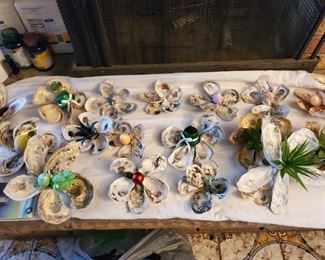 handmade decor made from oyster shells 