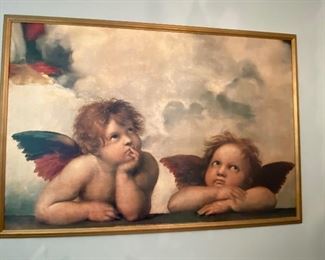 Lot 225 angel print “Sistine Madonna” framed 39” x 57” $125 NOW $87