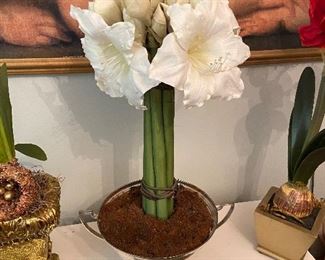 Lot 239 white flower with silver planter 27 inches$40 NOW $25