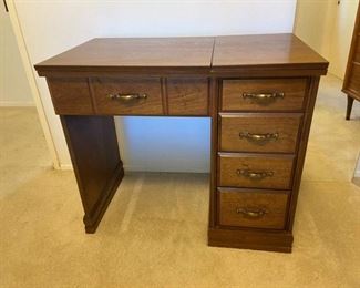 Vintage Sewing Machine Table with Brother Sewing Machine Model 1050, Four Drawers Full Of Sewing Supplies