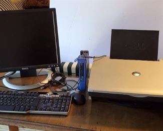 Dell Desktop Computer Setup: Monitor, Keyboard, Printer, Router, Mouse