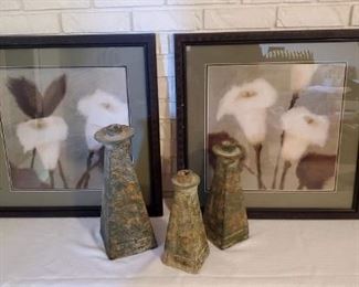 Calla Lily Framed Prints from Broyhill and Metal Graduated Candle Holders