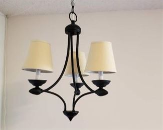 Metal Hanging Pendant Swag Light Fixture with Cloth Shades, Plugs into Wall