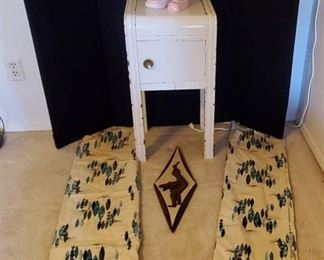 Vintage/Retro Distressed Cabinet, Retro Curtains and Decor