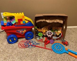 Mega Blocks with Wagon, Toy Cars, Bubble Wands