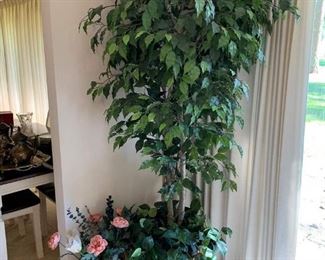 Tall Decorative Faux Tree 84" h and Faux Floral Arrangement