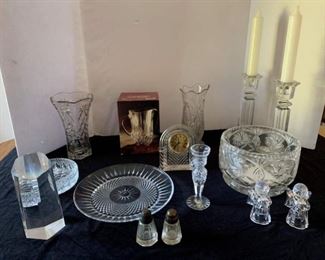 Lead Crystal, Etched Crystal and Glass Decor, Clock and Serving Pieces