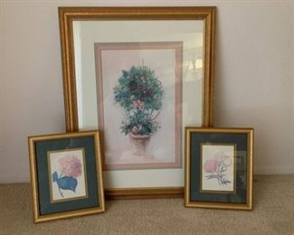 Three Gold Framed Floral Art Prints