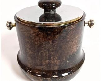Lot 2 ALDO TURA Lacquered Goat Skin Ice Bucket.