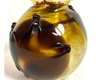 Lot 5 PETER BRAMHALL Blown Art Glass Vase. Ball Form. Sig