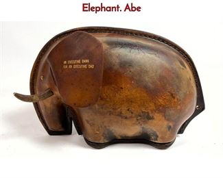 Lot 7 All Leather Piggy Bank in the Form of and Elephant. Abe