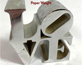 Lot 8 Robert Indiana Style Love Milled Aluminum Paper Weight