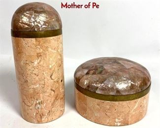 Lot 11 2pcs Maitland Smith Style Boxes. Stone and Mother of Pe