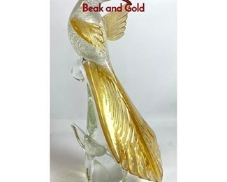 Lot 16 Murano Art Glass Bird Sculpture with Red Beak and Gold