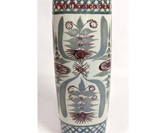 Lot 20 Tall Aluminia ROYAL COPENHAGEN Vase. Nils Thorsson desi