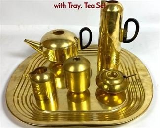 Lot 28 6pc TOM DIXON ECLECTIC Brass Tea set with Tray. Tea Set