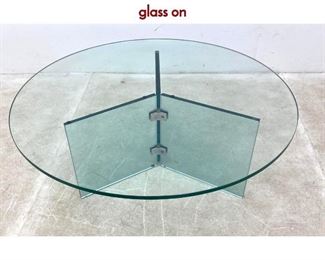 Lot 32 Pace Glass Coffee Cocktail Table. Thick round glass on