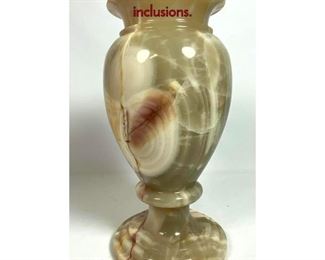 Lot 37 Heavy Turned Onyx Vase with natural inclusions.