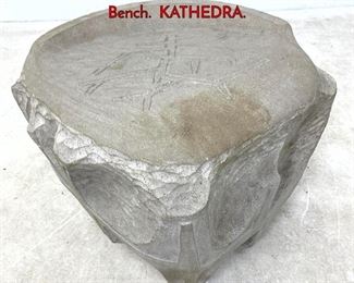 Lot 40 TERENCE MAIN Carved Limestone Stool Bench. KATHEDRA.