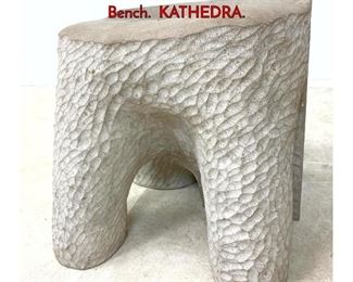 Lot 41 TERENCE MAIN Carved Limestone Stool Bench. KATHEDRA.