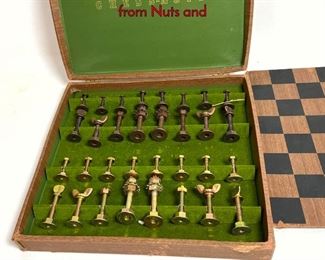 Lot 43 CHESS NUTS Chess Set in Box. Pieces made from Nuts and