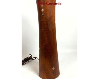 Lot 50 MARTZ Tall Walnut Table Lamp. Inset Round Disc Ceramic