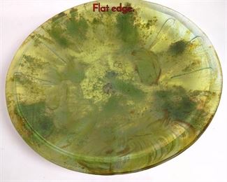 Lot 57 Large Heavy Art Glass Charger Bowl. Flat edge.