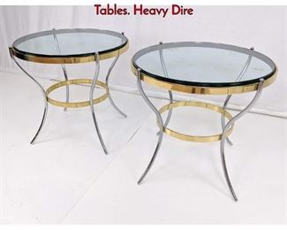 Lot 60 Pr KARL SPRINGER Style Tabouret Side Tables. Heavy Dire