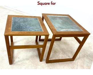 Lot 69 Danish Modern Teak and Tile Nesting Tables. Square for