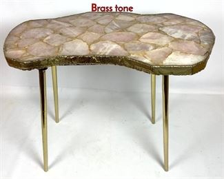 Lot 72 Decorative Quartz Mosaic Small Side Table. Brass tone