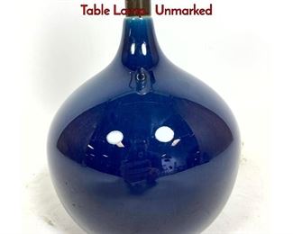 Lot 73 Small LOTTE BOSTLUND Blue Bulbous Table Lamp. Unmarked