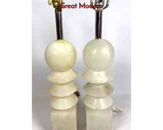 Lot 75 Pair Alabaster Brancusi Style Table Lamps. Great Modern